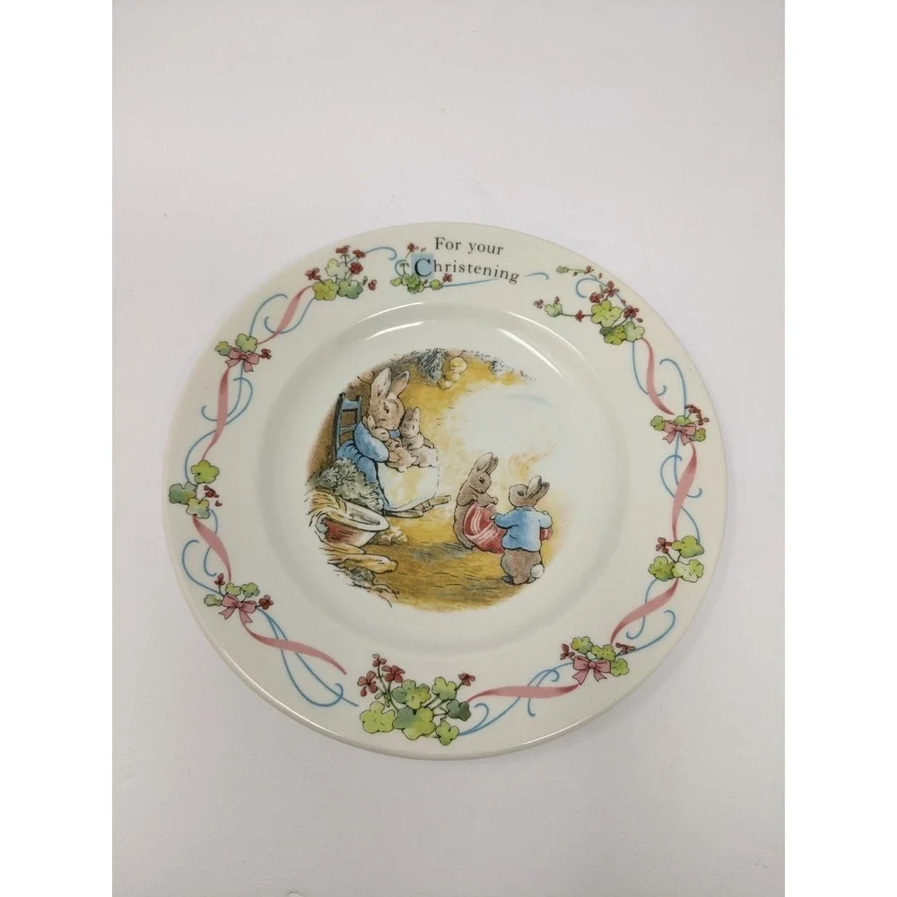Vintage Beatrix Potter Peter Rabbit Christening 3-Piece Child Dish Set Cup Bowl